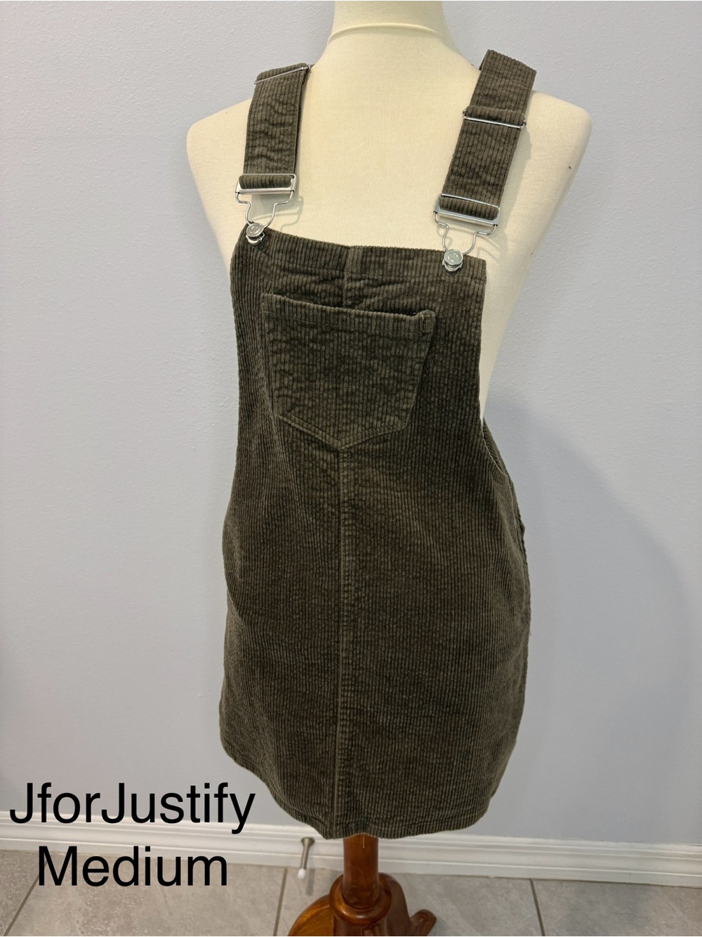 J for Justify Olive Green Corduroy Pinafore Overall